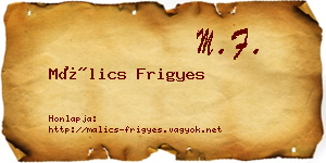 Málics Frigyes névjegykártya